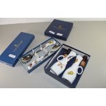 BOX OF ROYAL WORCESTER SALAD SERVERS TOGETHER WITH BOXED ROYAL WORCESTER OIL JARS