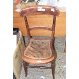 SINGLE VICTORIAN BEECHWOOD FRAMED CANE SEATED BEDROOM CHAIR