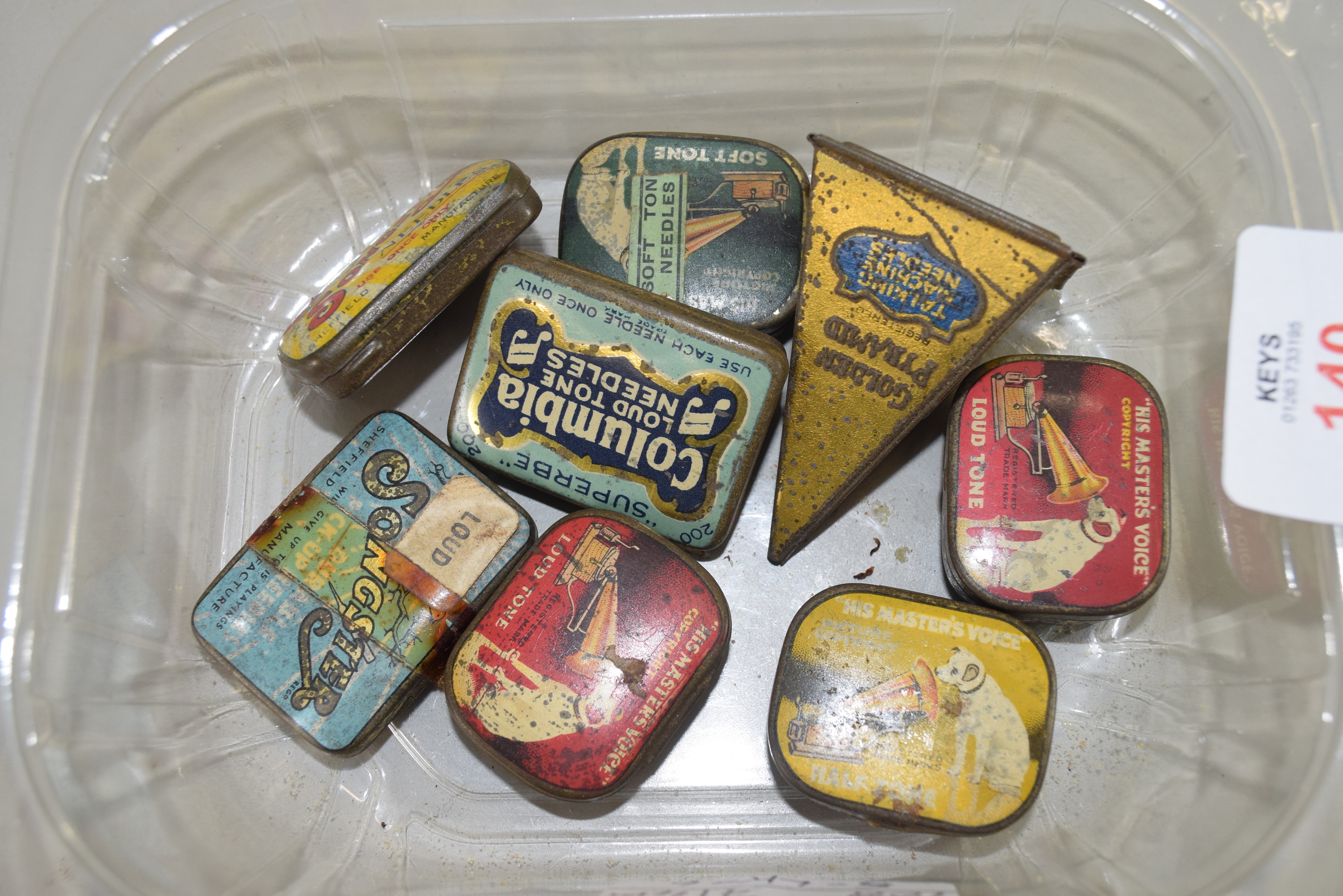 BOX OF TINS OF GRAMOPHONE NEEDLES TO INCLUDE HMV