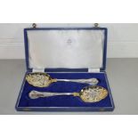 CASED PAIR OF SILVER PLATED BERRY SPOONS