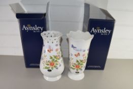 TWO AYNSLEY FLORAL DECORATED VASES