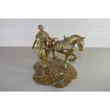 BRASS MODEL OF A BLACKSMITH AND HORSE