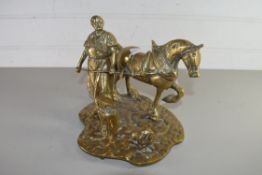 BRASS MODEL OF A BLACKSMITH AND HORSE