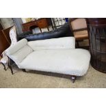 VICTORIAN CHAISE LONGUE UPHOLSTERED IN TICKING FABRIC