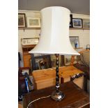 TABLE LAMP WITH JAPANNED FINISH BASE AND CREAM SHADE