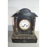 VICTORIAN BLACK SLATE AND MARBLE MANTEL CLOCK