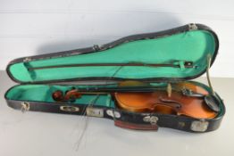MODERN CASED VIOLIN AND BOW