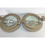 PAIR OF BRASS PORTHOLES, 31CM DIAM