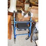 BLUE METAL FRAMED MOBILITY WALKER