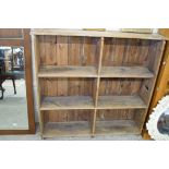 VINTAGE STAINED PINE BOOKCASE, 112CM WIDE