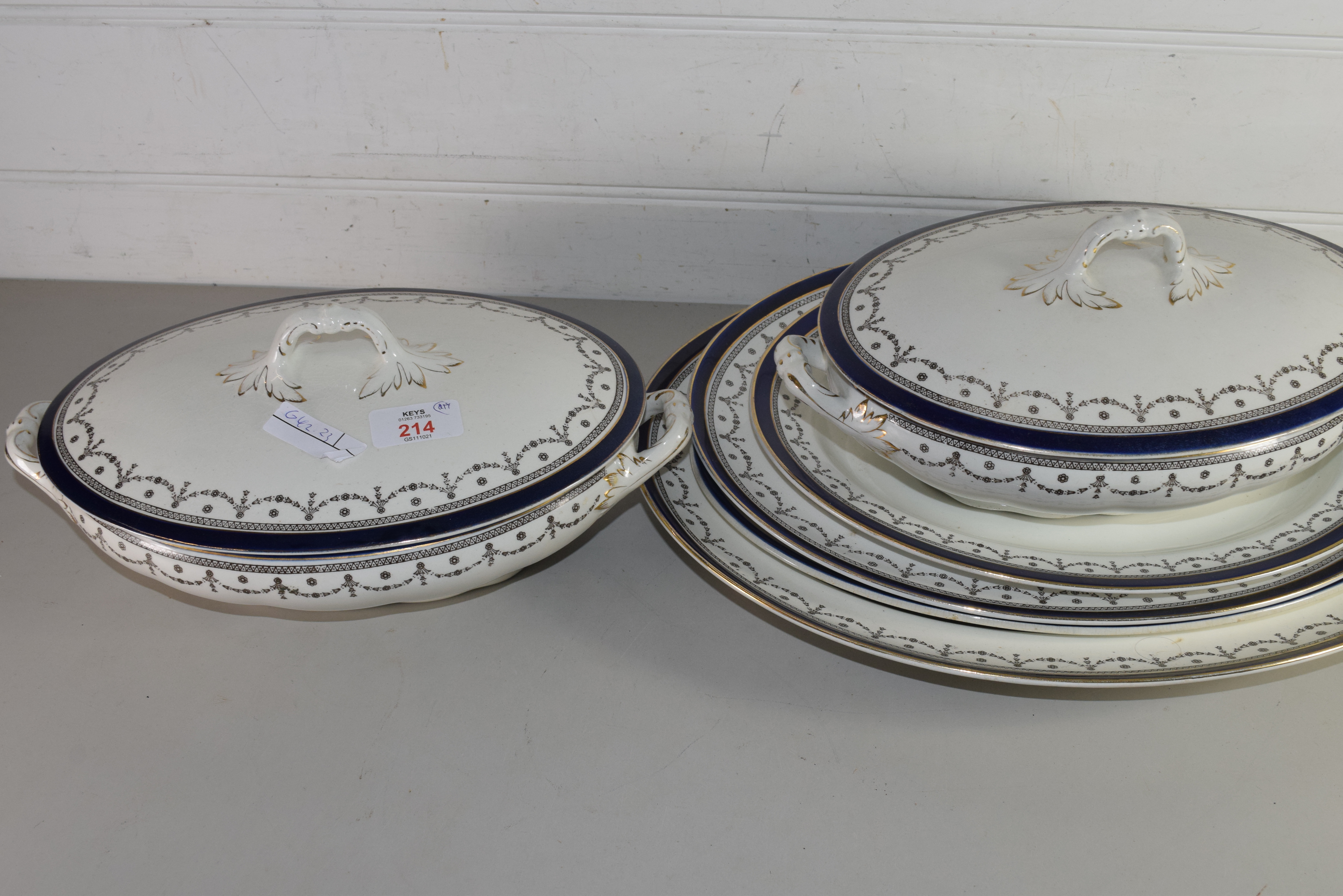 QTY OF ALFRED MEAKIN BLEU DE ROI MEAT PLATES AND VEGETABLE TUREENS