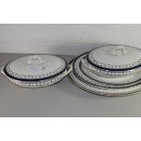 QTY OF ALFRED MEAKIN BLEU DE ROI MEAT PLATES AND VEGETABLE TUREENS