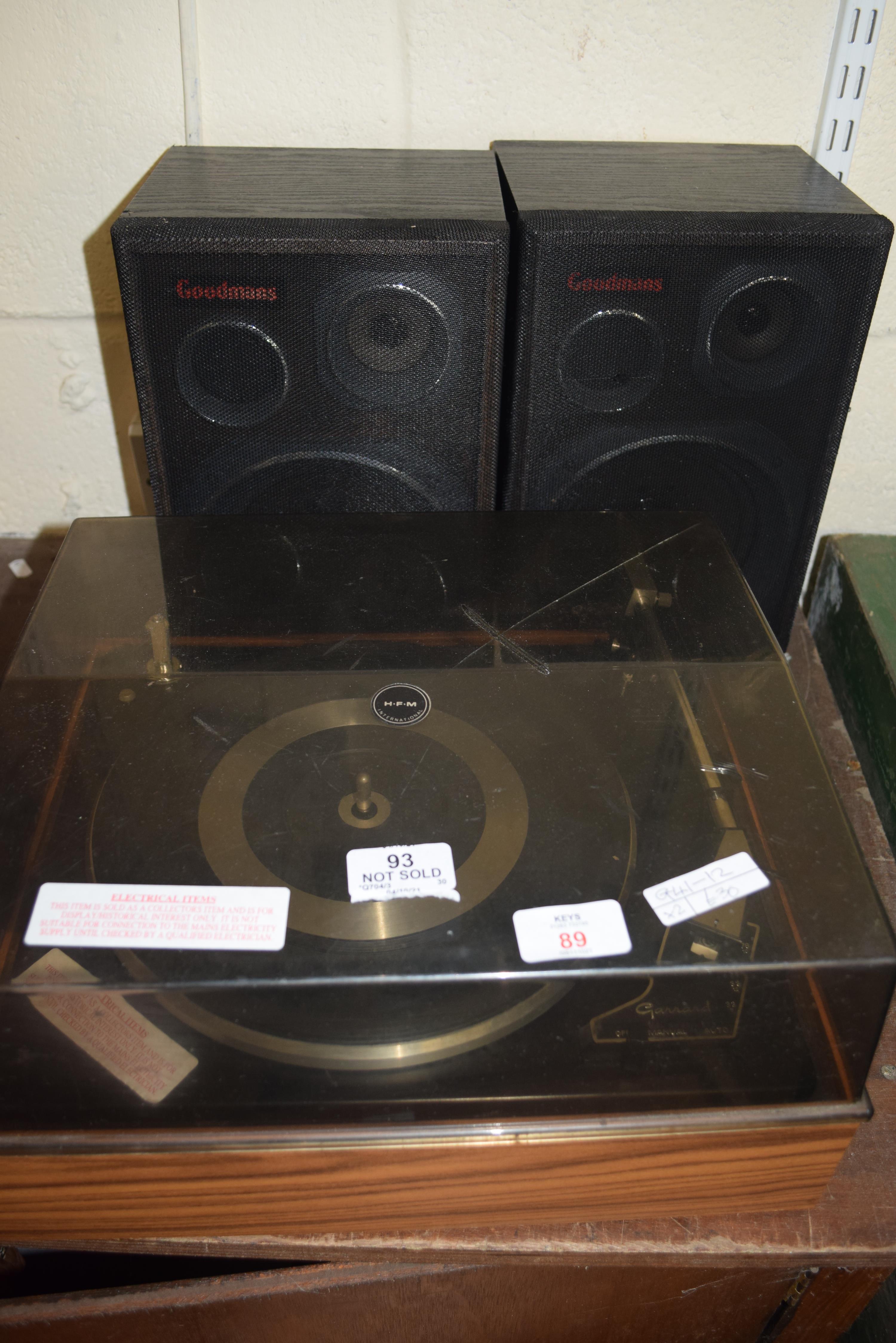 VINTAGE GARRARD RECORD DECK AND A PAIR OF GOODMANS SPEAKERS