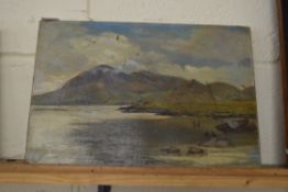 LOUIS HUTLE, VIEW OF SKYE FROM SCOTLAND, OIL ON CANVAS, UNFRAMED, 46CM WIDE