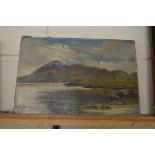 LOUIS HUTLE, VIEW OF SKYE FROM SCOTLAND, OIL ON CANVAS, UNFRAMED, 46CM WIDE