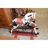 SMALL VINTAGE PAINTED WOODEN ROCKING HORSE, APPROX 80CM WIDE