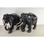 PAIR OF HARDWOOD MODEL ELEPHANTS