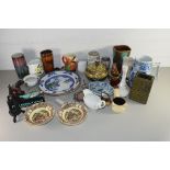 MIXED LOT OF CERAMICS TO INCLUDE RANGE OF VASES, MODEL SEAL, DECORATED PLATES AND OTHER ITEMS