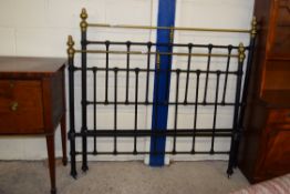 IRON AND BRASS PAIR OF BED ENDS, 137CM WIDE