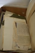 BOX CONTAINING VARIOUS PICTURES, BOOK PLATES AND EPHEMERA