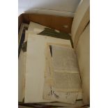 BOX CONTAINING VARIOUS PICTURES, BOOK PLATES AND EPHEMERA