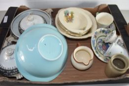 BOX OF MIXED CERAMICS TO INCLUDE VICTORIAN SAUCE TUREEN, A RETRO MID-CENTURY BRITISH ANCHOR