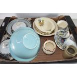 BOX OF MIXED CERAMICS TO INCLUDE VICTORIAN SAUCE TUREEN, A RETRO MID-CENTURY BRITISH ANCHOR