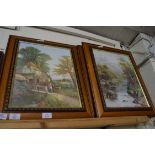 THREE OLEOGRAPH PRINTS, A QUIET SPOT ON THE RIVER AND COUNTRY LIFE, SET IN HARDWOOD FRAMES