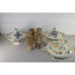MIXED LOT COMPRISING THREE MASONS FLORAL DECORATED VEGETABLE DISHES IN THE STRATHMORE AND REGENCY