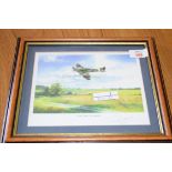 SPITFIRE SUMMER, COLOURED PRINT, INDISTINCTLY SIGNED IN PENCIL, F/G, 29CM WIDE
