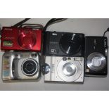 Mixed lot of cameras to include a Nikon Coolpix X6200 and Canon digital Ixus