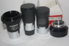 Black Cross filter mount, super 25 wide angle long eye relief, together with two Barlow lenses