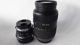 Lumix 45-200mm lens together with Voigtlander 35mm lens