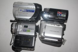 Four Sony camcorders in bags