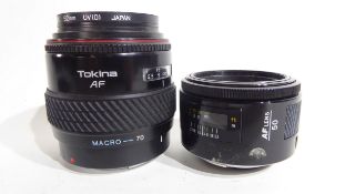 Tokina AF 28-70mm lens together with a Minolta AF 50mm lens