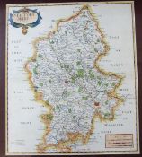 ROBERT MORDEN: STAFFORD SHIRE, engraved hand coloured map [1695], approx 430 x 365mm, framed and