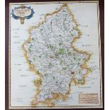 ROBERT MORDEN: STAFFORD SHIRE, engraved hand coloured map [1695], approx 430 x 365mm, framed and