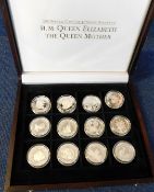 HM Queen Elizabeth The Queen Mother 1994-95 part set of 12 silver crown sized coins in original