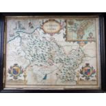 JOHN SPEED: DENBIGHSHIRE, engraved hand coloured map [1611], approx 380 x 510mm, framed and glazed