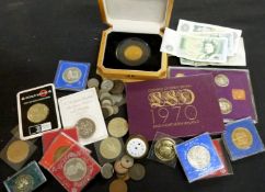 Box assorted world coins etc