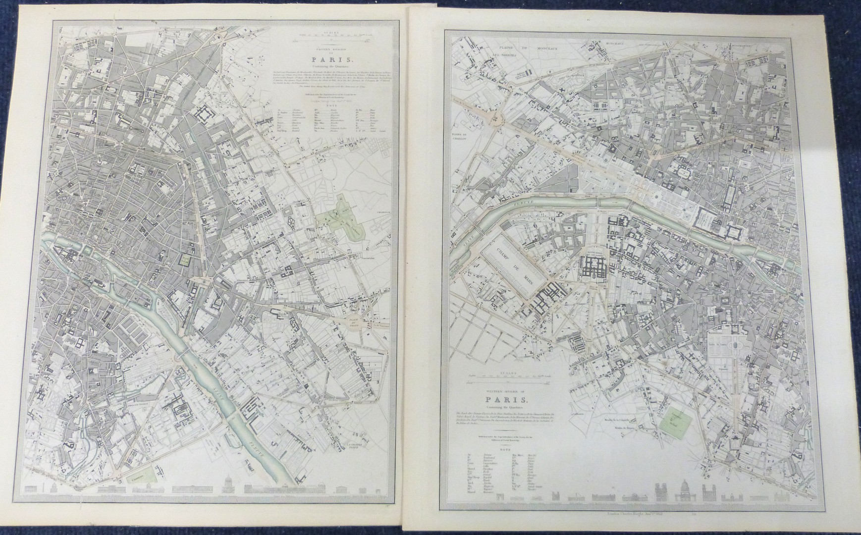 SOCIETY FOR THE DIFFUSION OF USEFUL KNOWLEDGE: FIVE ENGRAVED PART HAND COLOURED FRENCH TOWN PLANS - Image 2 of 3