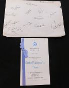Manchester City FC 1974 football League Cup Final dinner menu card, the Royal Garden Hotel,