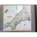 SAMUEL JOHN NEELE: CORNWALL, engraved hand coloured map pub Cadell & Davies, 1814, inset Scilly