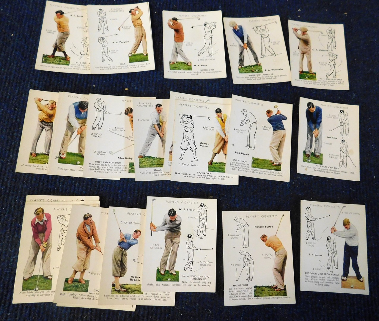 John Player, 1939 Golf set of 25 cigarette cards, vgc