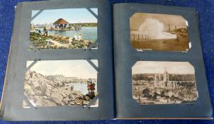 Old postcard album containing circa 180 picture postcards with topographical including Post Office