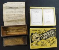 Vintage late Victorian table game ~The Game of Spellicans~, 24 wooden spillikins and 2 hooks with