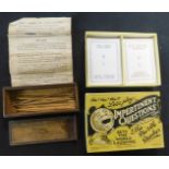 Vintage late Victorian table game ~The Game of Spellicans~, 24 wooden spillikins and 2 hooks with