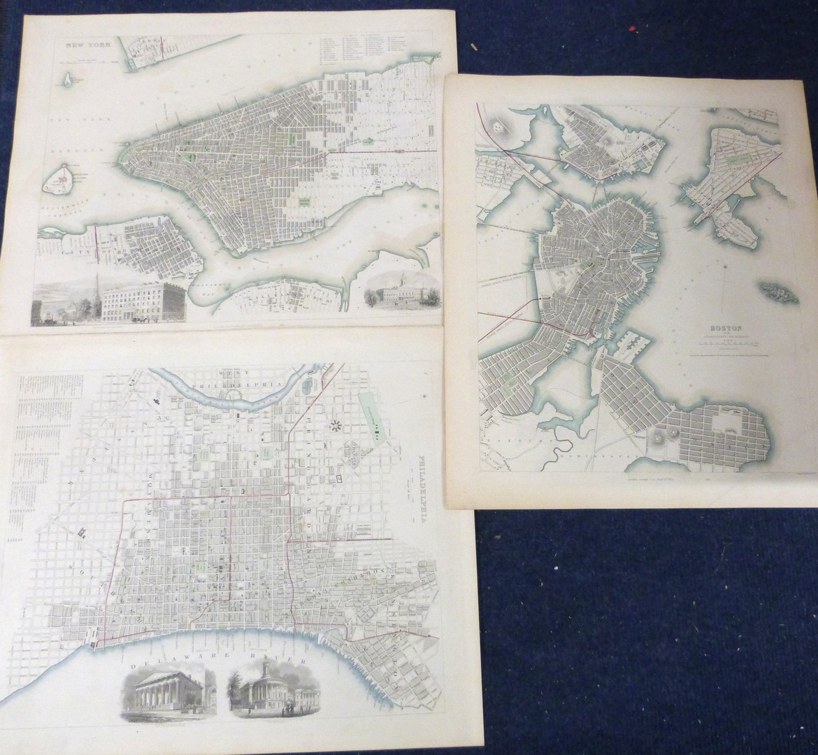 SOCIETY FOR THE DIFFUSION OF USEFUL KNOWLEDGE: THREE ENGRAVED PART HAND COLOURED NORTH AMERICA