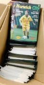 Three boxes modern Norwich City FC programmes including aways etc