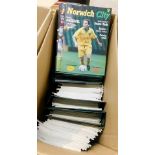 Three boxes modern Norwich City FC programmes including aways etc